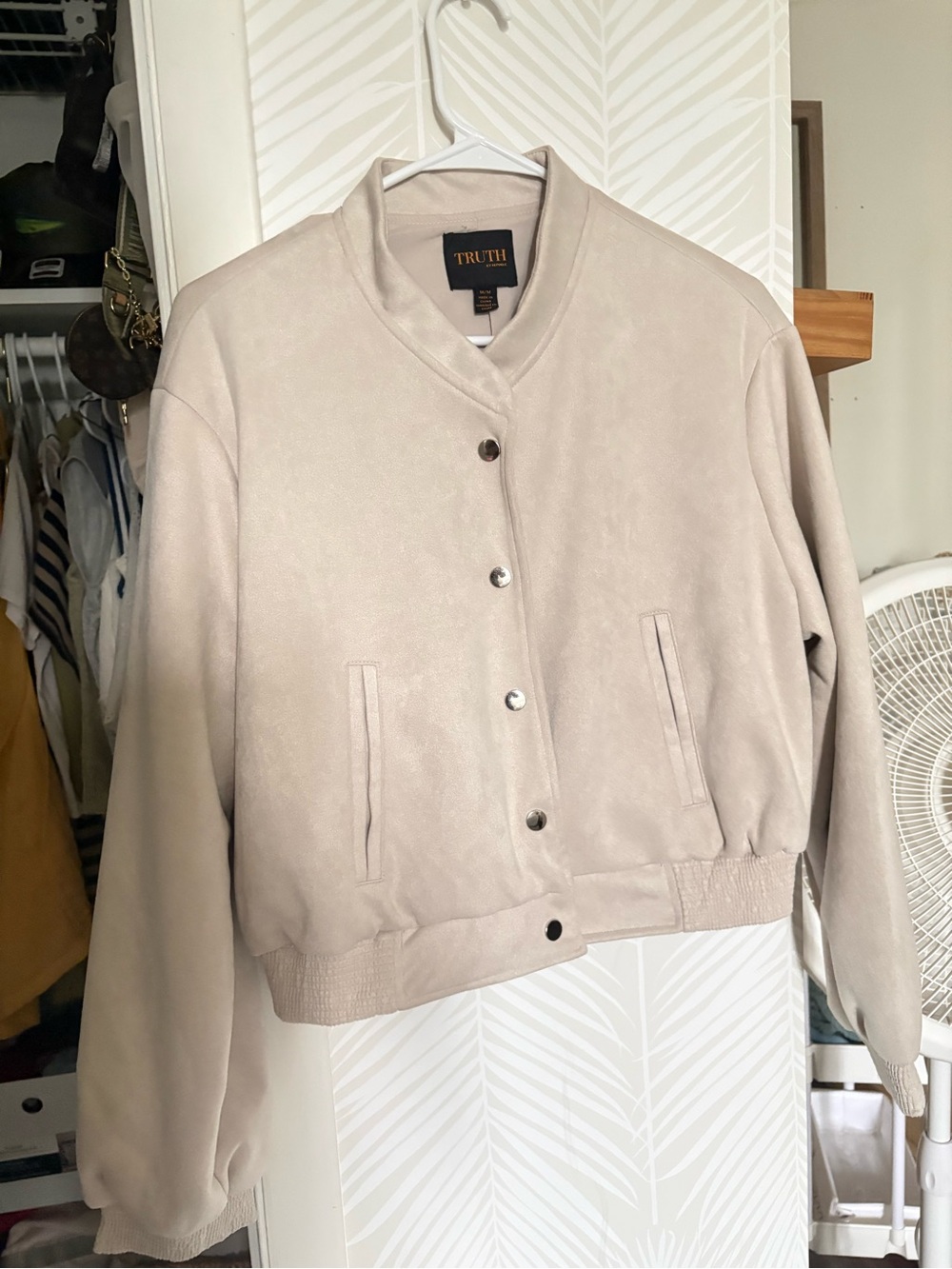 TRUTH Light Beige Suede-Effect Bomber Jacket